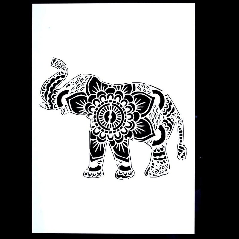SLGIFT DIY Decorative Elephant Mandala Stencil Template for Painting on Walls Furniture Crafts(A4 Size) - Image 2
